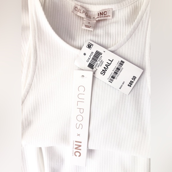 NEW White Tank Maxi Dress Small Culpos X INC long Ribbed Bodycon Dress Cover Up - Picture 6 of 9